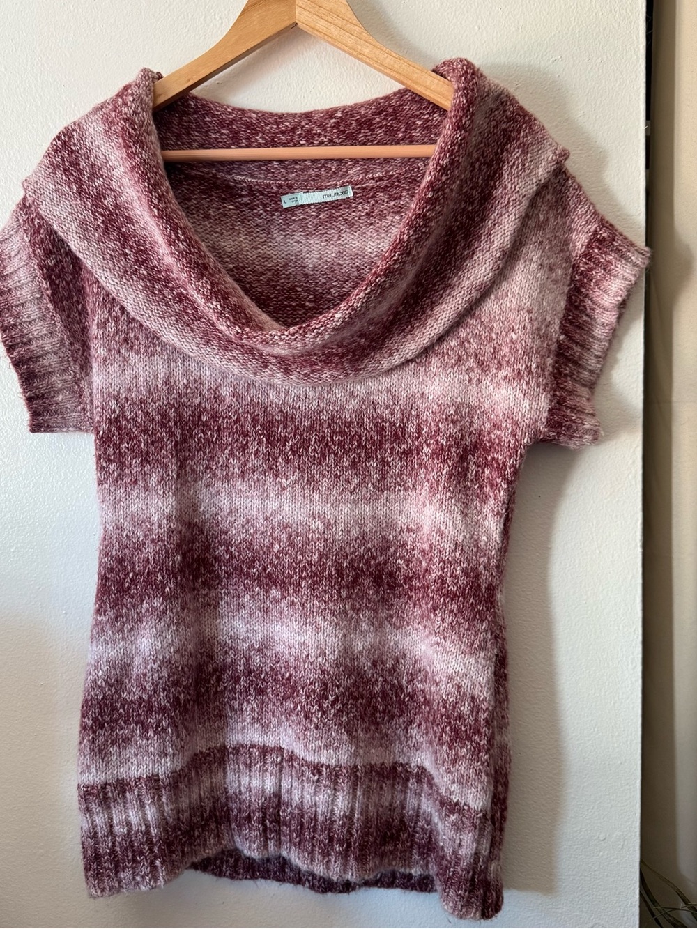 Y2K Maurices Mauve and Pink Marled Cowl Neck Short Sleeve Sweater